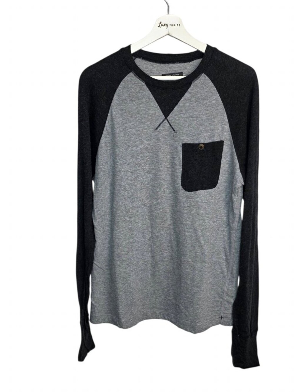 Wings + Horns Men's Long Sleeve Crew Neck Shirt, Cotton Cashmere, Size Medium